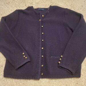Navy 100% Pure Wool Cardigan